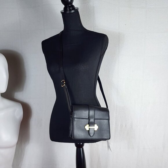 Cruise Club Dark Navy PVC Poly Gold Hardware Baby Satchel Clasp Cross Body Purse - Picture 2 of 16